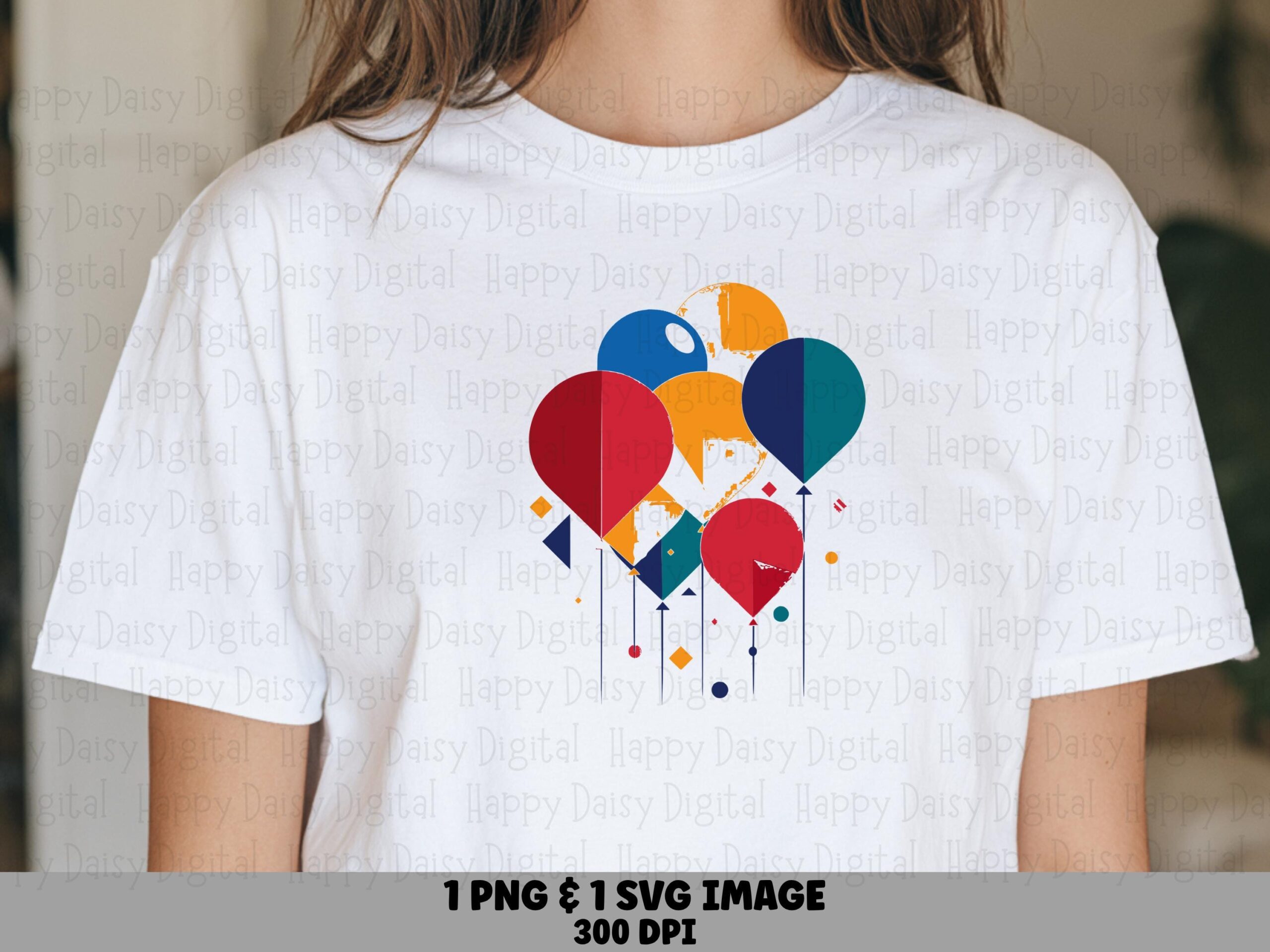 Balloon Bouquet PNG, Colorful Geometric Clipart - Confetti Party Design | SVG Included | 300 DPI, Commercial Use