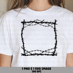 Barbed Wire Square, Edgy Frame Clipart - Western Border PNG | SVG, 300 DPI Commercial License