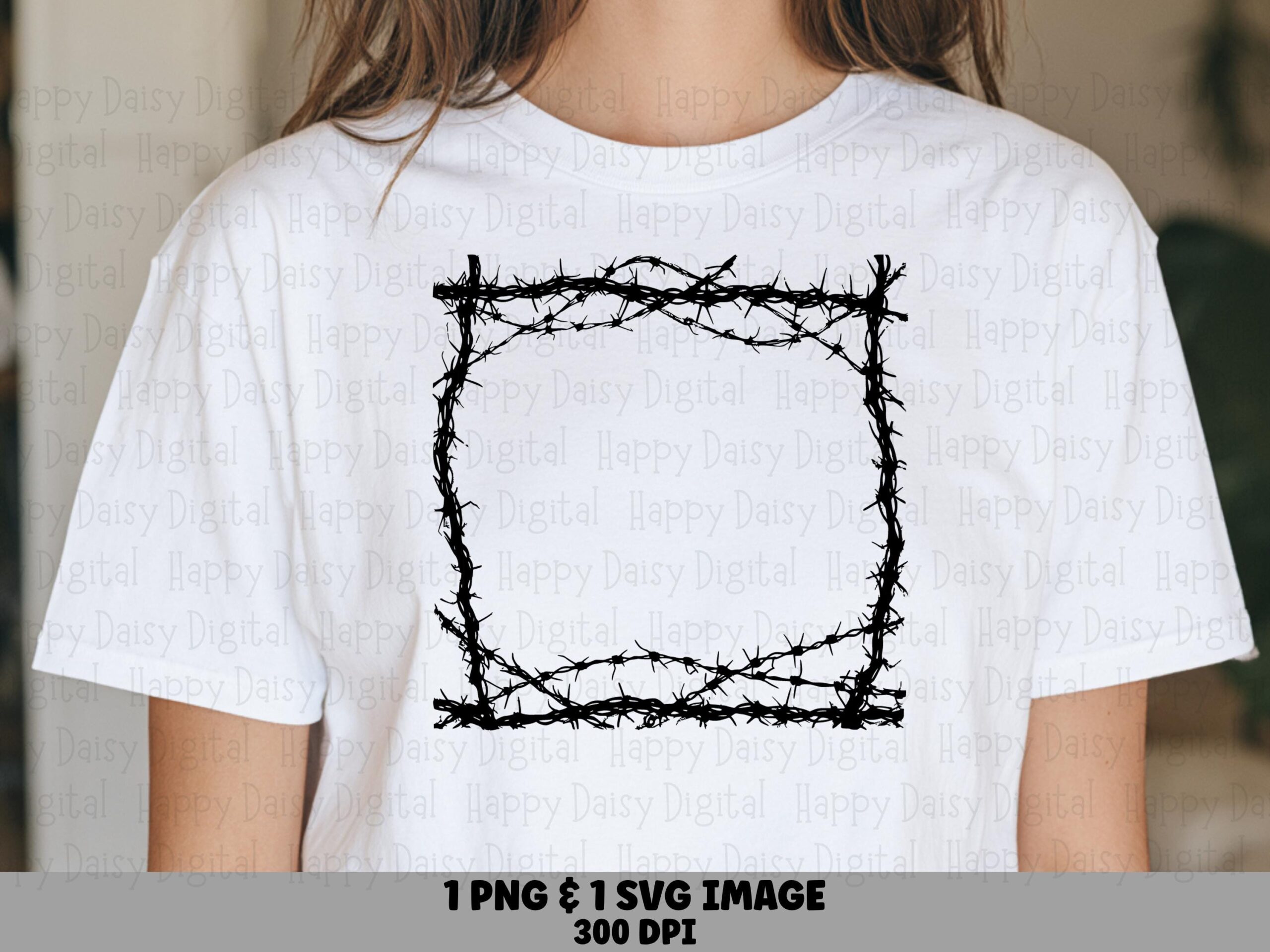 Barbed Wire Square, Edgy Frame Clipart - Western Border PNG | SVG, 300 DPI Commercial License