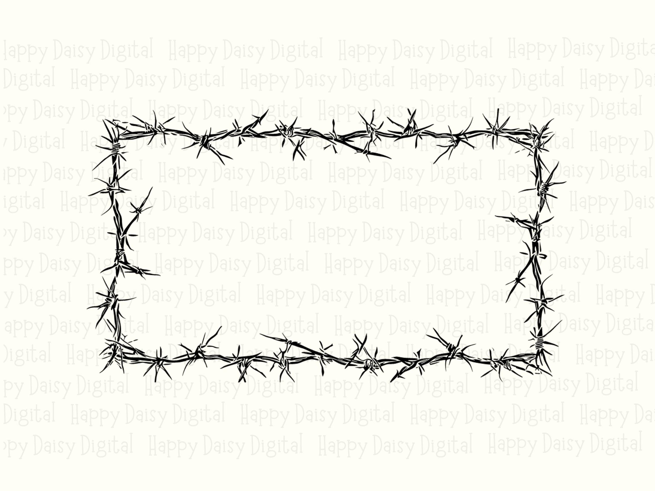 Rectangle Barb Frame, Western Barbed Wire Border PNG SVG | Sublimation Commercial Use | 300 DPI Print-Ready - Image 2