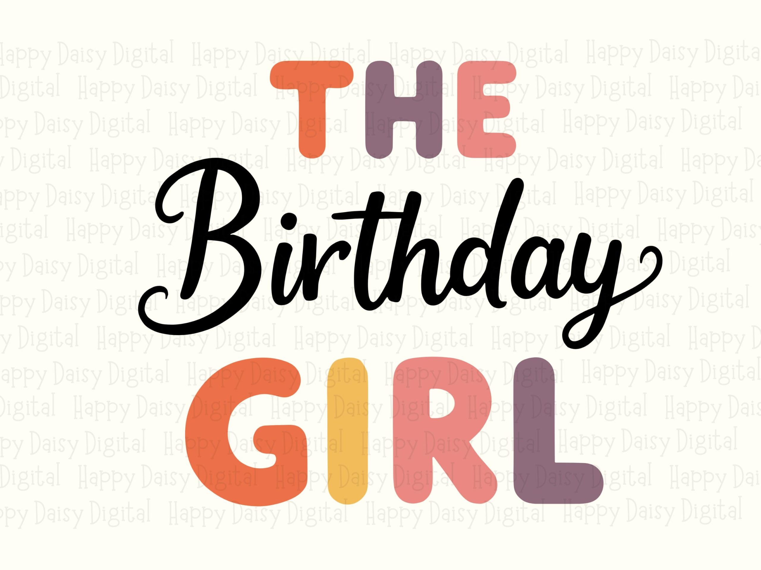 Birthday Girl Png, Retro Colorful Lettering | Commercial License, Sublimation Ready, Svg Included - Image 2