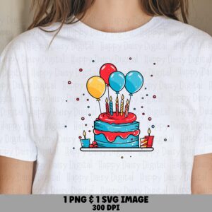 Birthday Cake, Colorful Layered PNG SVG | Printable 300 DPI, Sublimation Ready, Commercial Use
