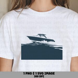 Speed Boat PNG, Silhouette SVG Clipart | Nautical Motorboat Design, Commercial Use, 300 DPI