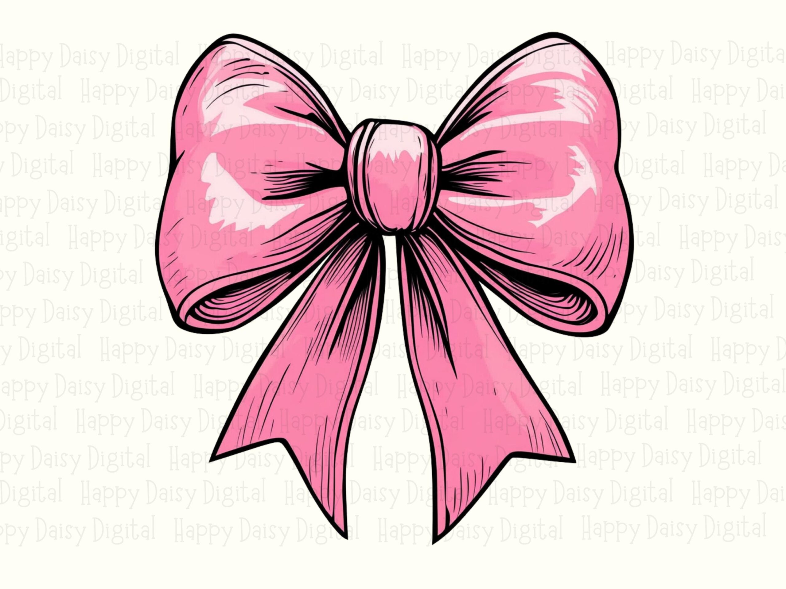 Pink Cheer Bow, Coquette Hair Png | Glossy Ribbon Illustration, Sublimation Printable | Commercial Use, 300 DPI - Image 2