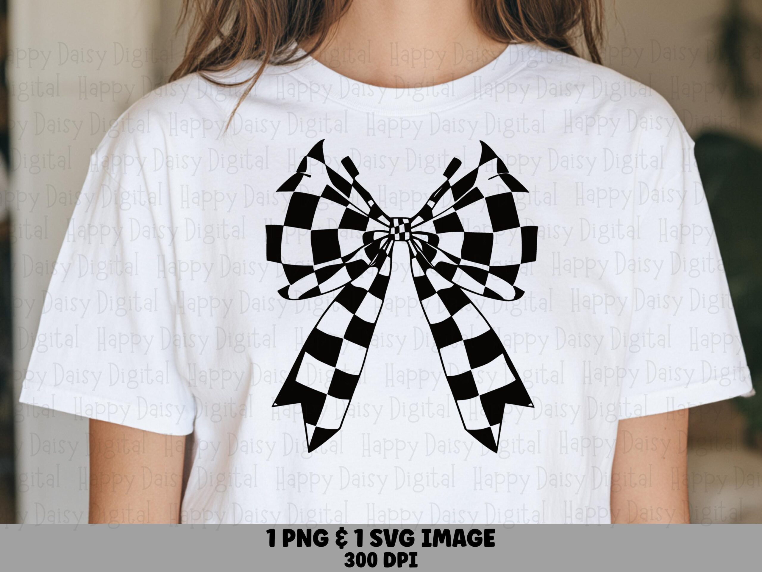Checkered Bow PNG, Racing Checkerboard SVG - Twisted Black And White Design, Sublimation Clipart