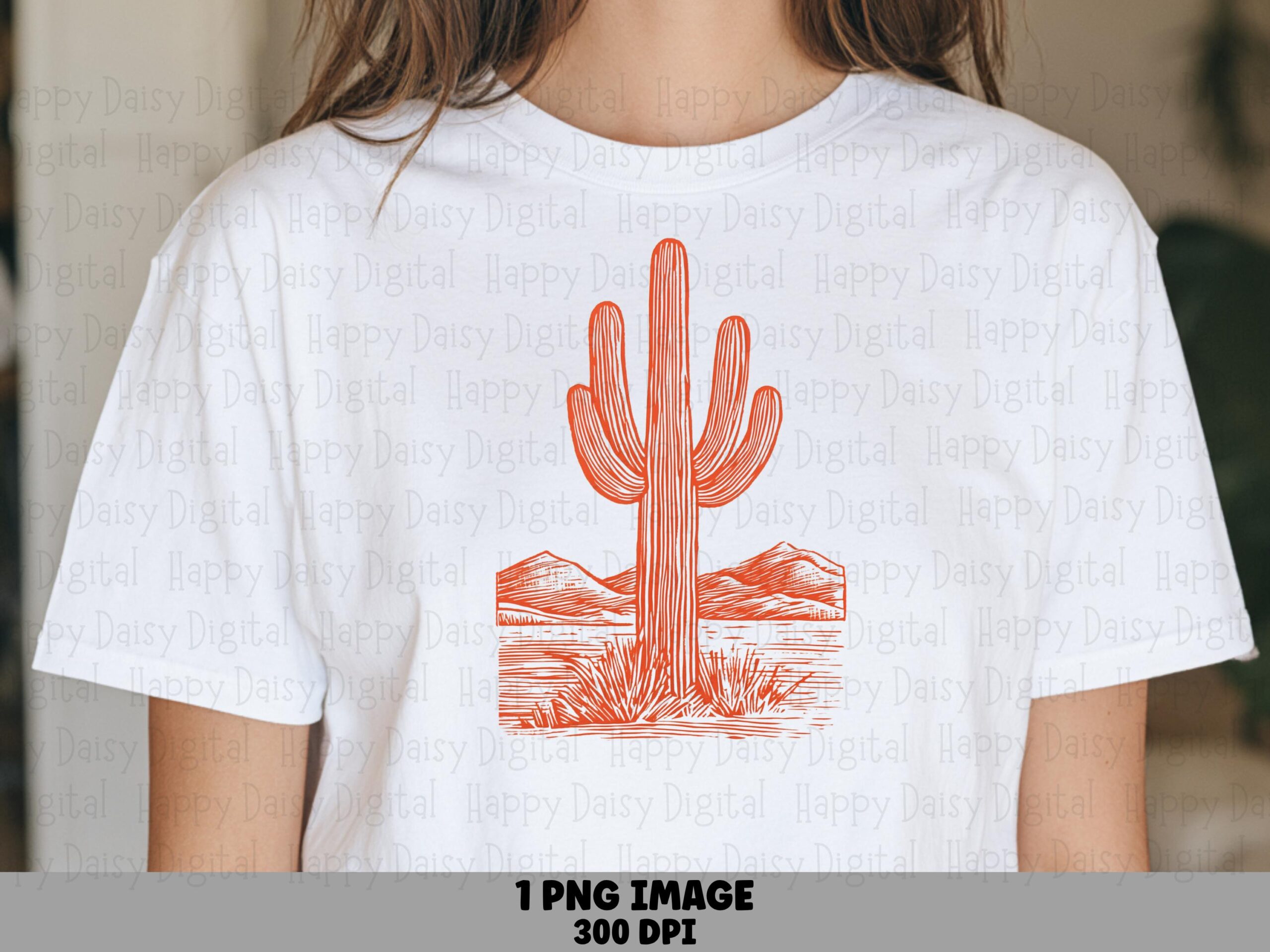 Desert Cactus Line Art PNG SVG | Sublimation Commercial Use POD