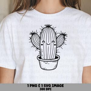 Cute Cactus In Pot PNG SVG | Sublimation Commercial Use POD