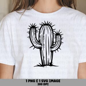 Bold Cactus Silhouette PNG SVG | Sublimation Commercial Use POD
