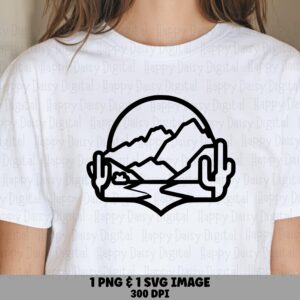 Desert Badge Line Art PNG SVG | Sublimation Commercial Use POD