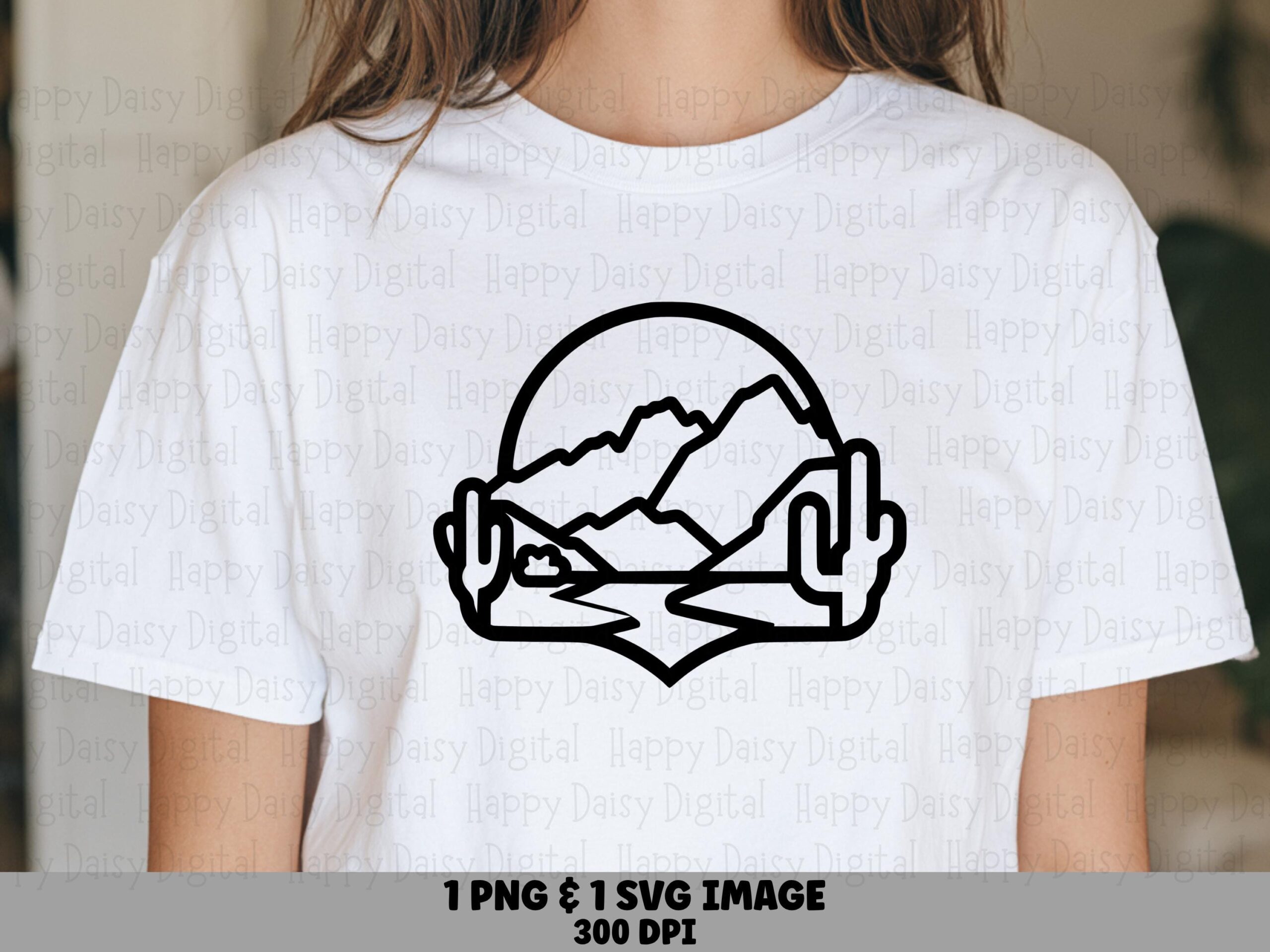 Desert Badge Line Art PNG SVG | Sublimation Commercial Use POD