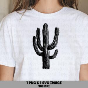 Sketchy Cactus Illustration PNG SVG | Sublimation Commercial Use POD