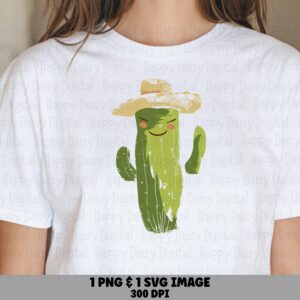 Cactus With Sombrero PNG SVG | Sublimation Commercial Use POD