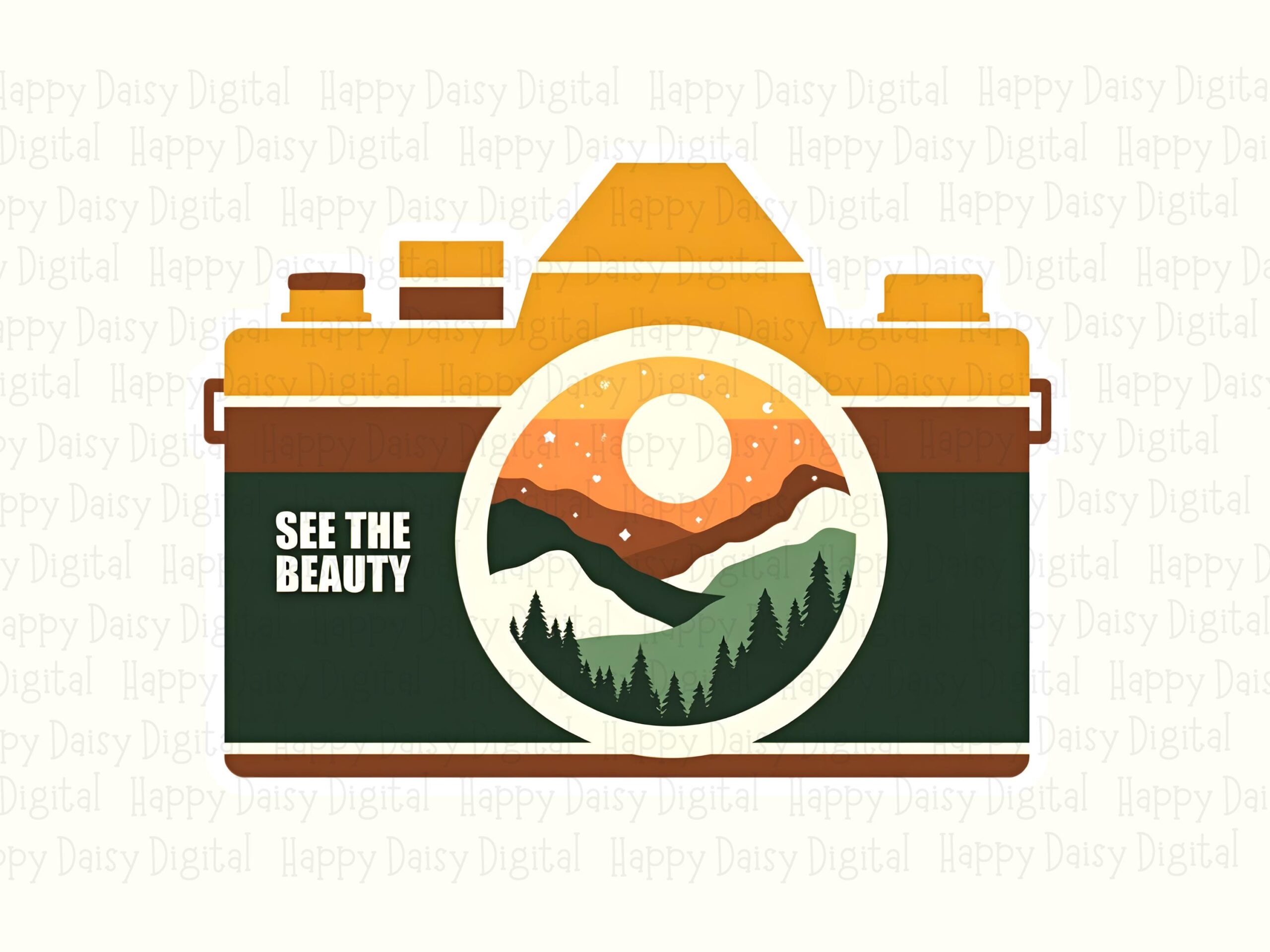 See Beauty PNG, Retro Camera Badge, Mountain Lens Sunrise Design | Commercial Use, 300 DPI - Image 2