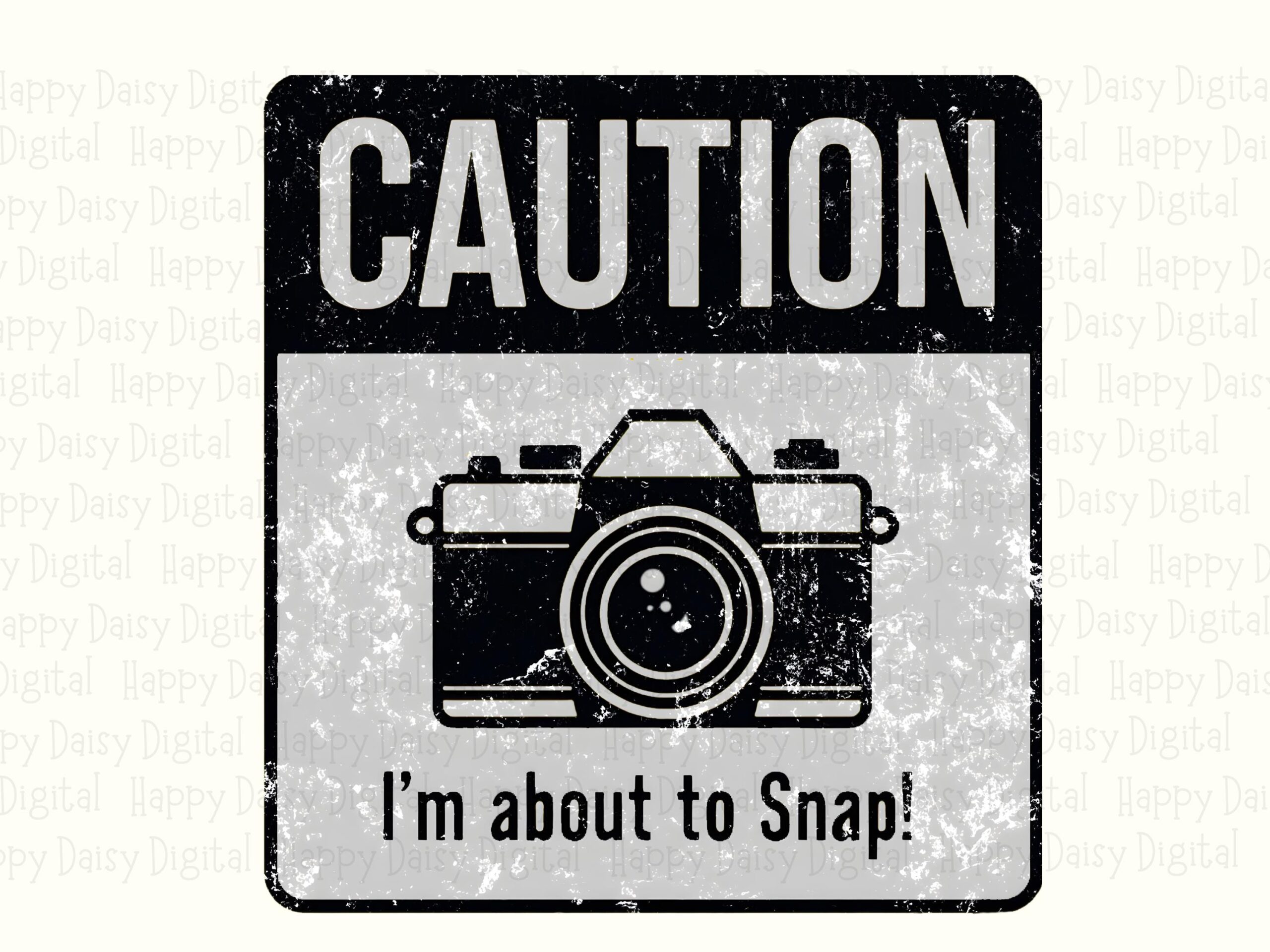 Caution Snap Png, Distressed Warning Design | Retro Photo Icon, Sublimation File, Commercial Use, 300 DPI - Image 2