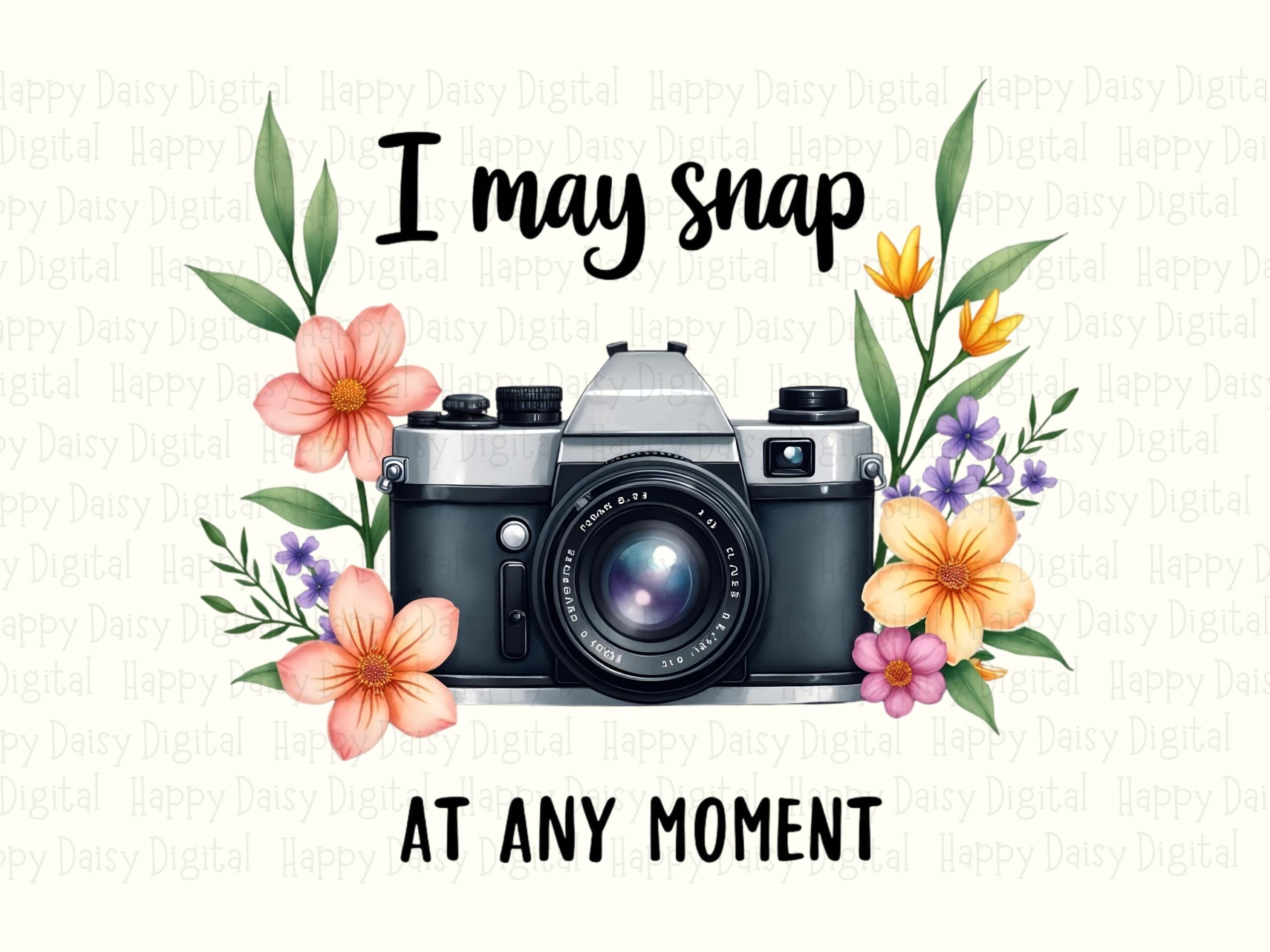 May Snap PNG, Watercolor Floral Camera Design | Sublimation, Commercial Use License, 300 DPI - Image 2