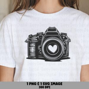 Heart Lens PNG, Camera Silhouette Design, SVG | 300 DPI, Transparent Background | Commercial License