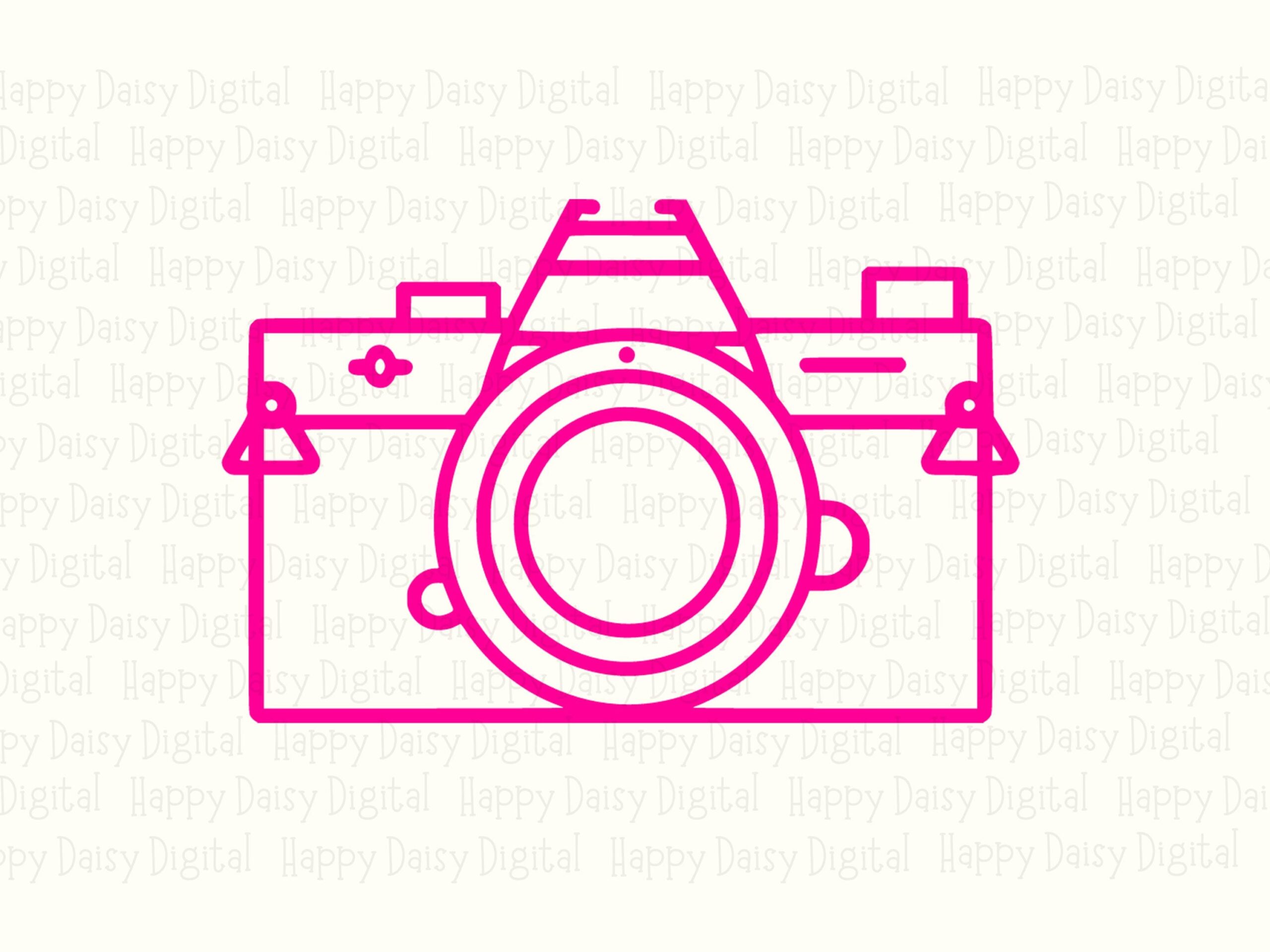 Pink Camera Outline, Minimalist Icon PNG SVG | Line Art, 300 DPI Files - Commercial Use, Sublimation - Image 2