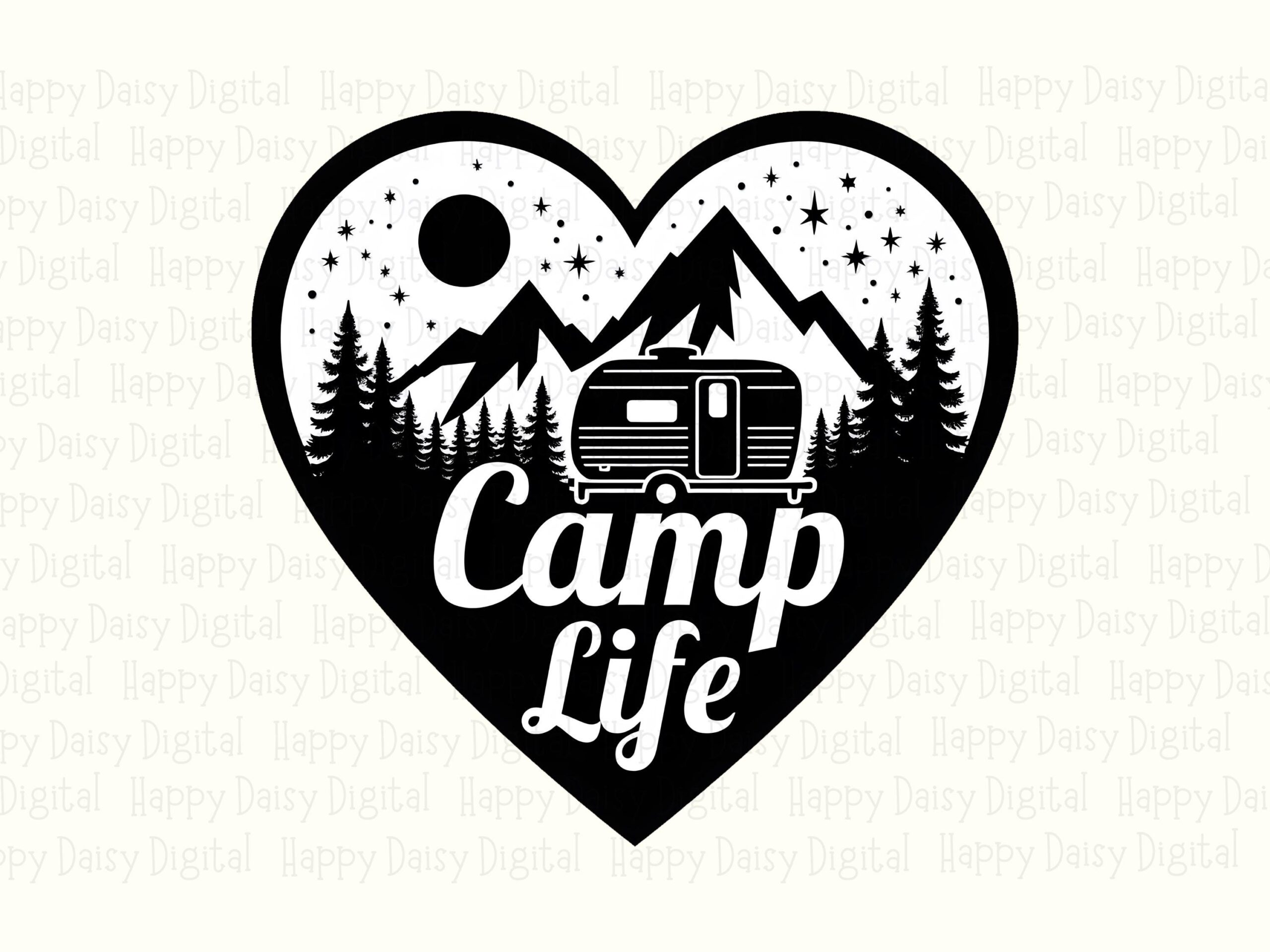Camp Life Heart, Camper Badge PNG | Sublimation Commercial License | 300 DPI Transparent Clipart, POD Use - Image 2
