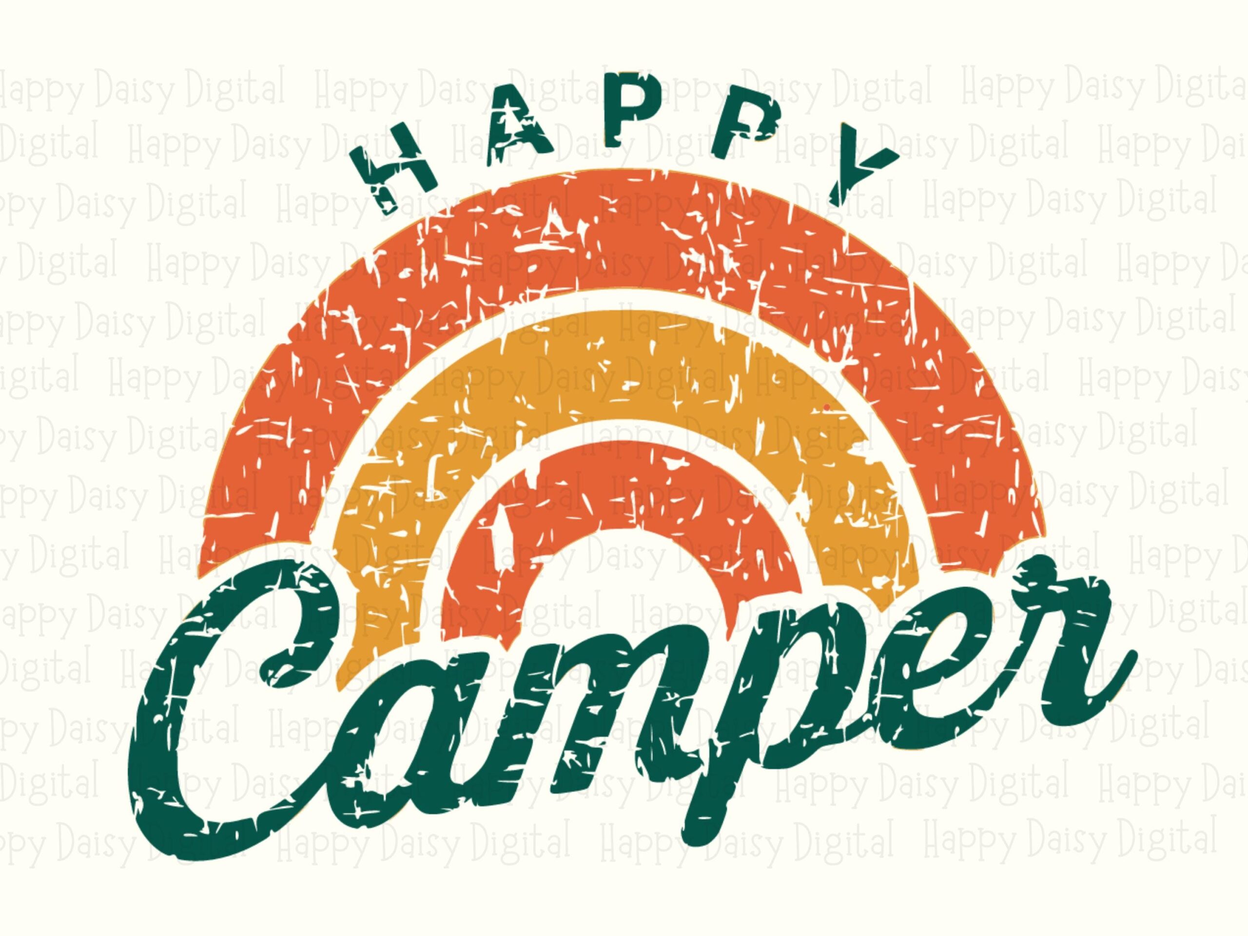 Retro Rainbow Camper, Distressed Happy Clipart | PNG SVG Digital File | 300 DPI Commercial License - Image 2
