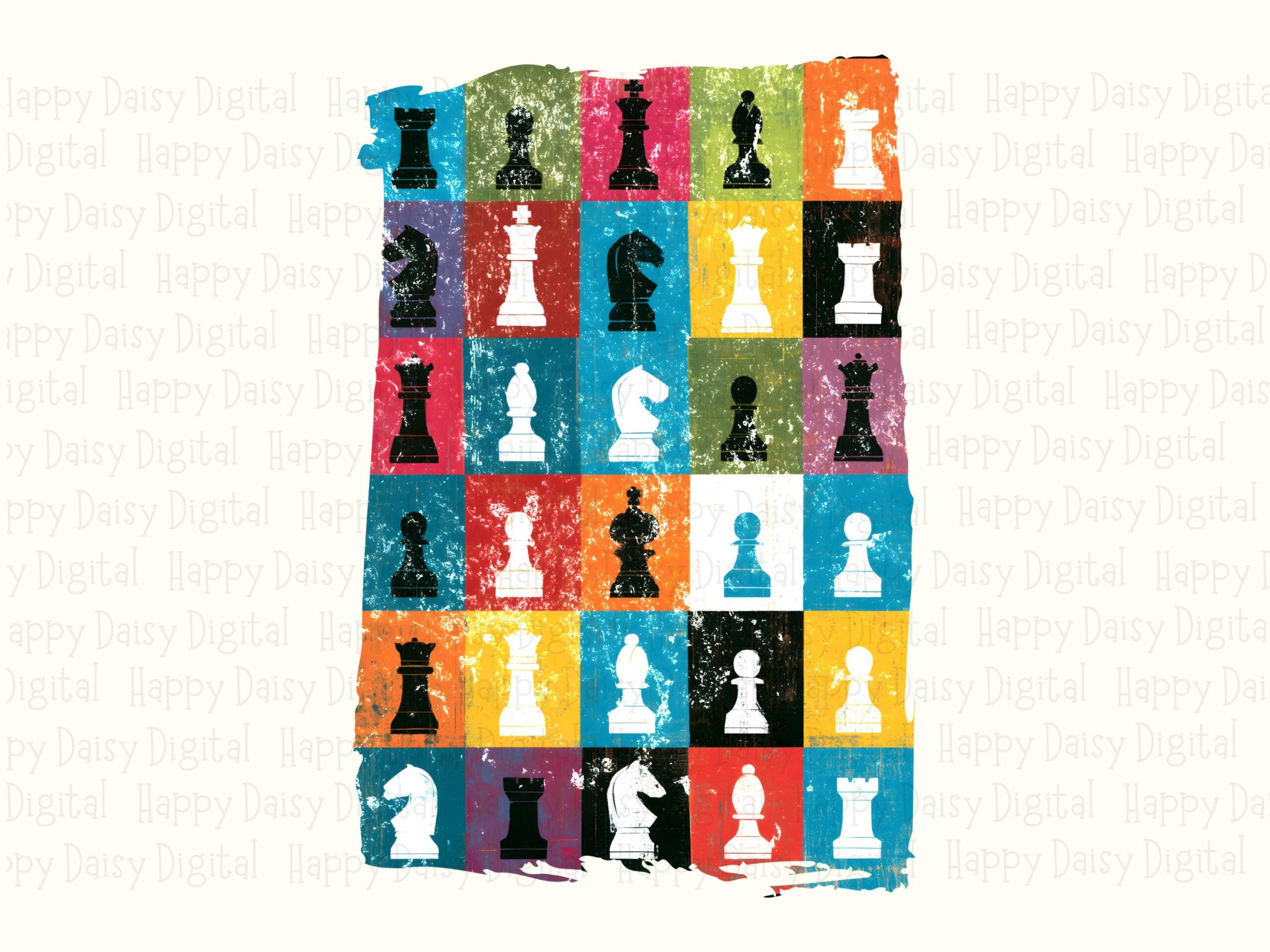 Chess Grid PNG, Colorful Piece Collage | Sublimation, Commercial Use | 300 DPI, Transparent Background - Image 2