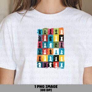 Chess Grid PNG, Colorful Piece Collage | Sublimation, Commercial Use | 300 DPI, Transparent Background