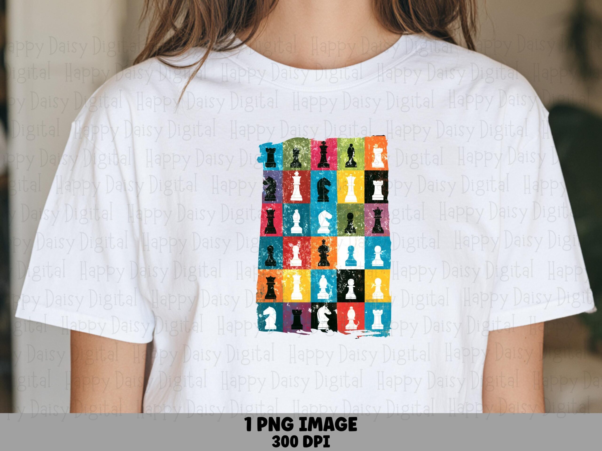 Chess Grid PNG, Colorful Piece Collage | Sublimation, Commercial Use | 300 DPI, Transparent Background