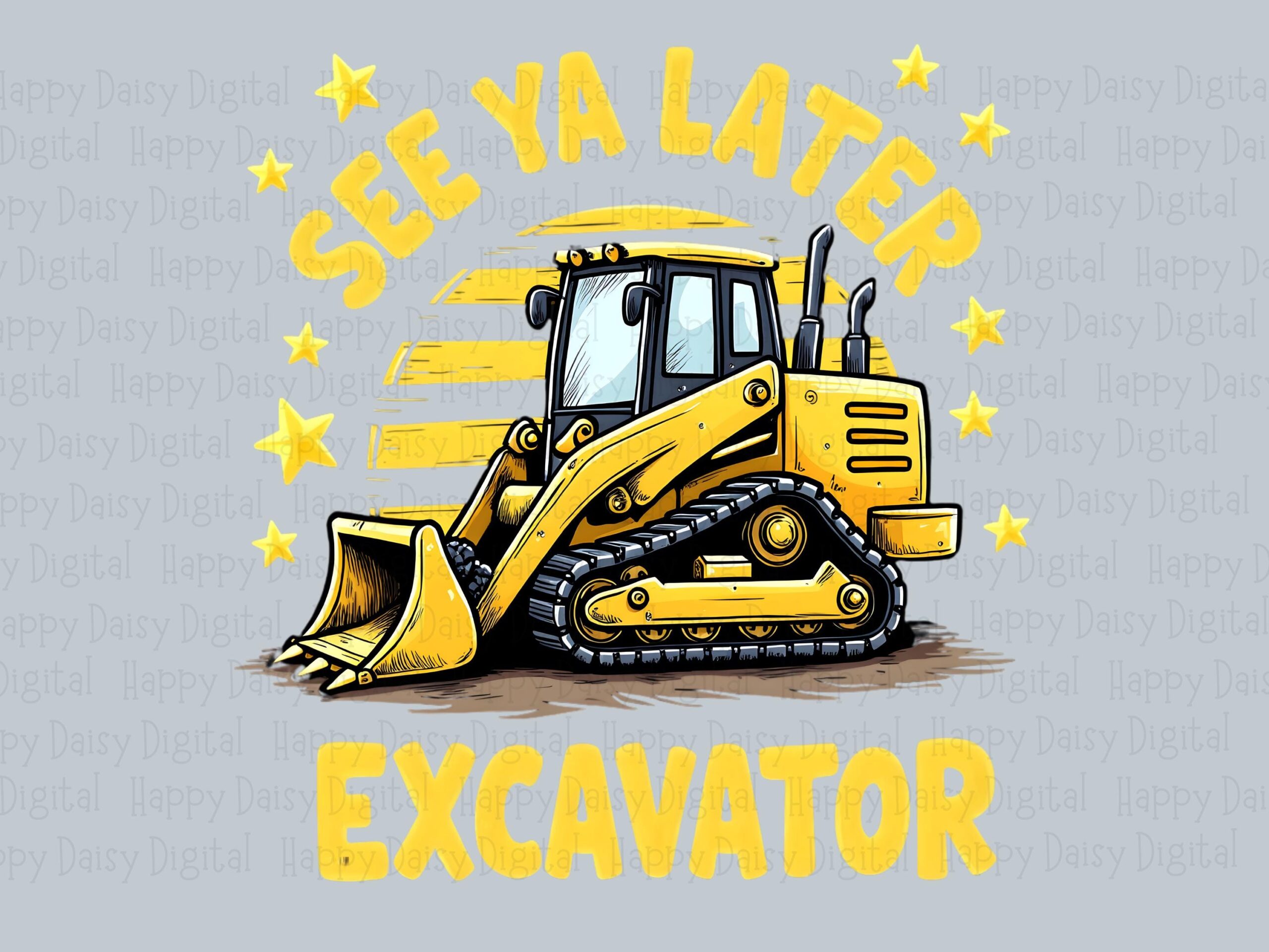 Excavator Kids Png, Cartoon Sublimation Design | Commercial Use, 300 DPI, Cute Digger Clipart, Cricut Ready - Image 2