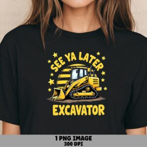Excavator Kids Png, Cartoon Sublimation Design | Commercial Use, 300 DPI, Cute Digger Clipart, Cricut Ready