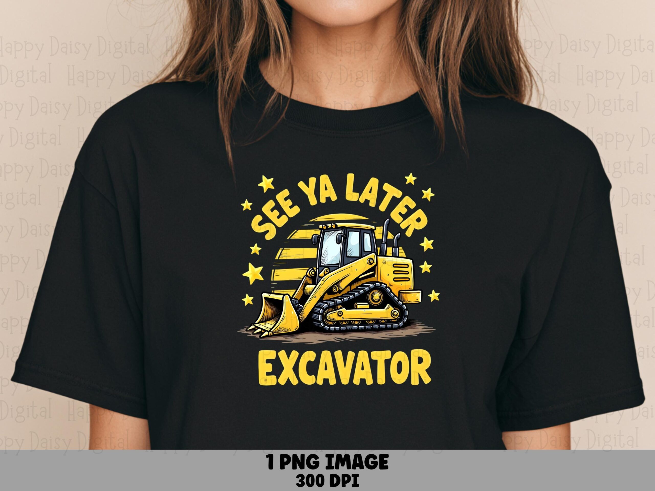 Excavator Kids Png, Cartoon Sublimation Design | Commercial Use, 300 DPI, Cute Digger Clipart, Cricut Ready