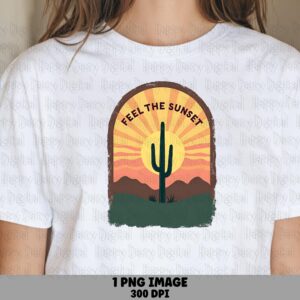 Way Out West Cactus Badge PNG | Sublimation Commercial Use POD