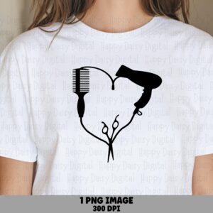 Hair Tools Heart, Cute Hairdresser Clipart | PNG Sublimation File | Commercial Use, 300 DPI