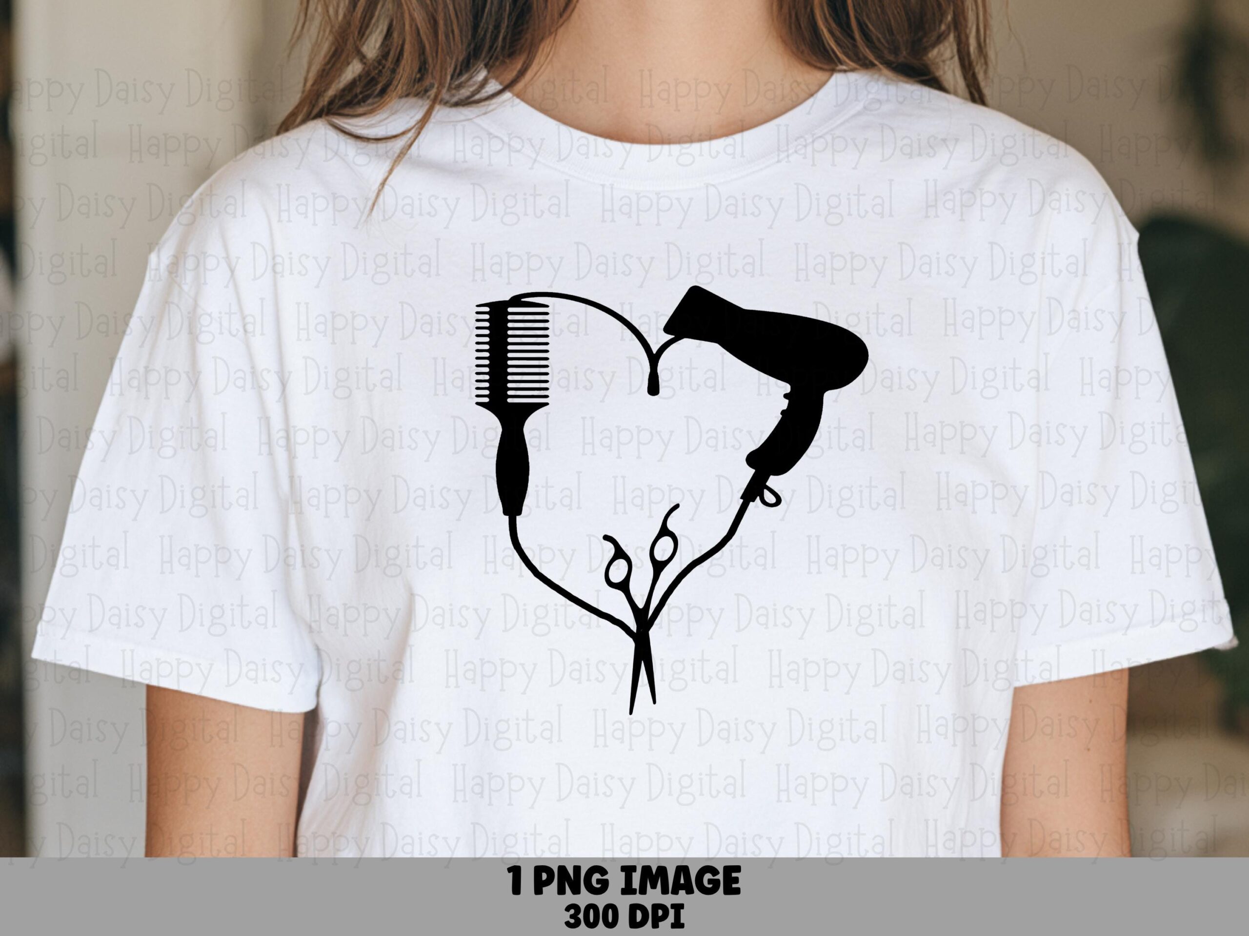 Hair Tools Heart, Cute Hairdresser Clipart | PNG Sublimation File | Commercial Use, 300 DPI