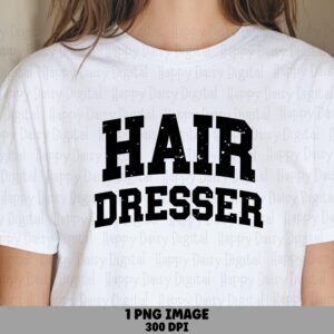 Hairdresser Text Png, Varsity Distressed, Sublimation | 300DPI | Commercial Use, Cricut Compatible