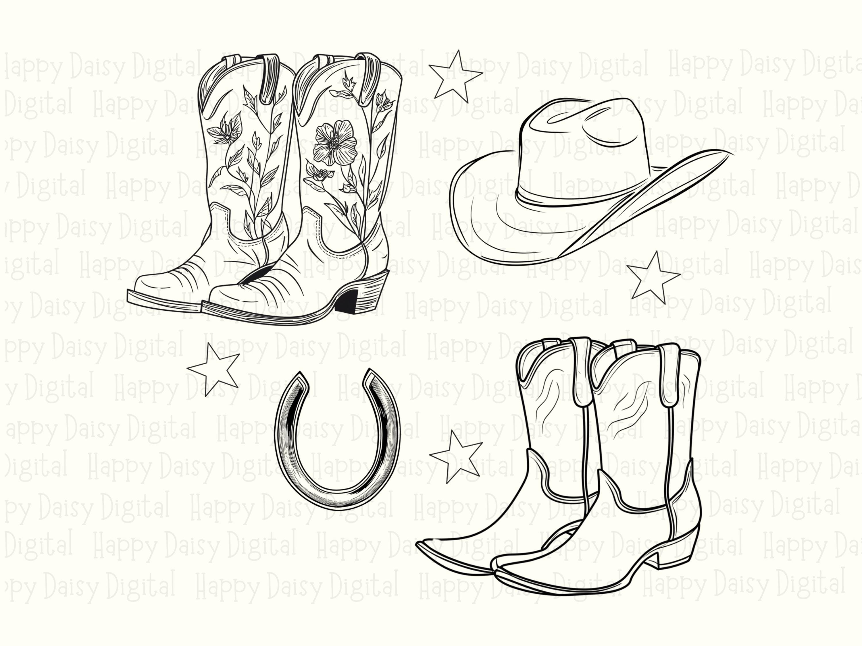 Boot And Horseshoe Sketch PNG | Sublimation Commercial Use POD - Image 2