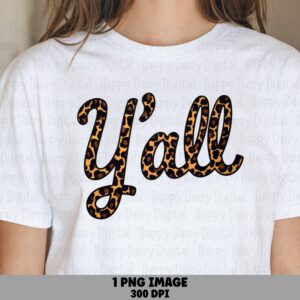 Leopard Y'all Script PNG | Sublimation Commercial Use POD