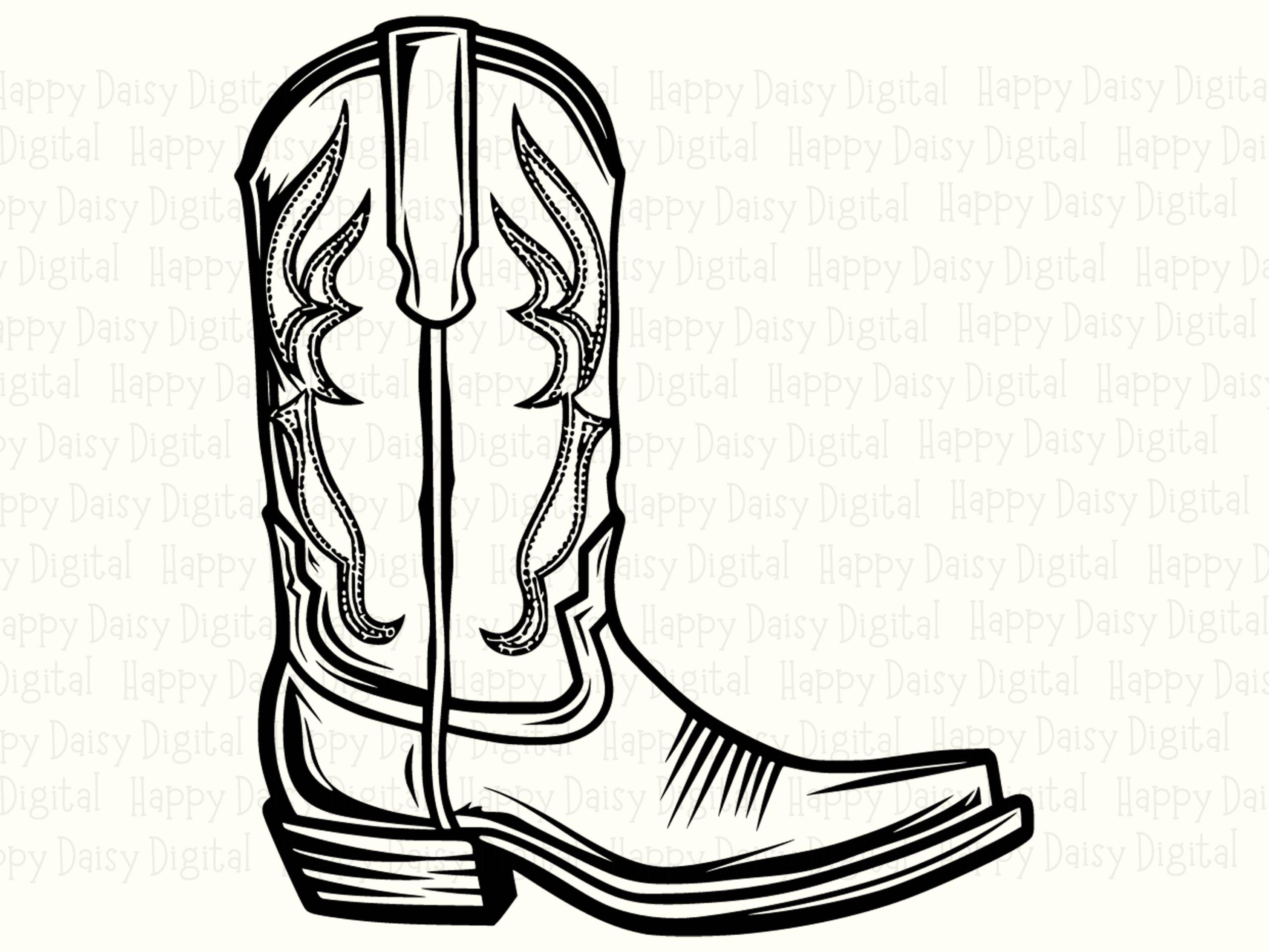 Ornate Boot Line Art PNG SVG | Sublimation Commercial Use POD - Image 2