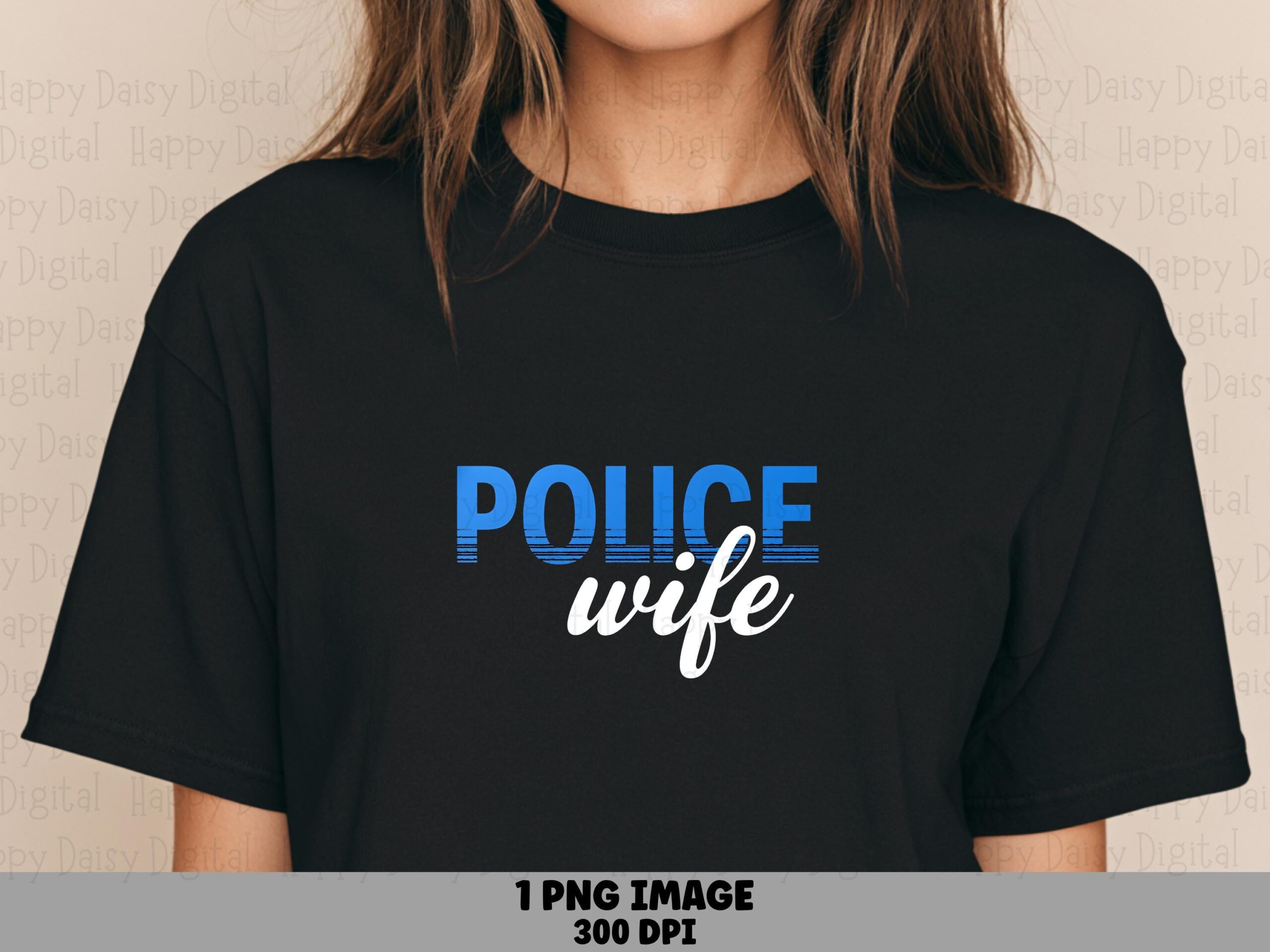 Police Wife PNG, Blue Gradient Script Design | Sublimation Graphic | 300 DPI - Commercial Use, For POD Sellers