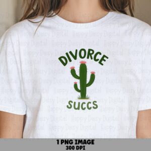 Divorce Succs Cactus, Hand-Drawn PNG - Green With Pink Blooms, Sublimation 300 DPI, Commercial Use