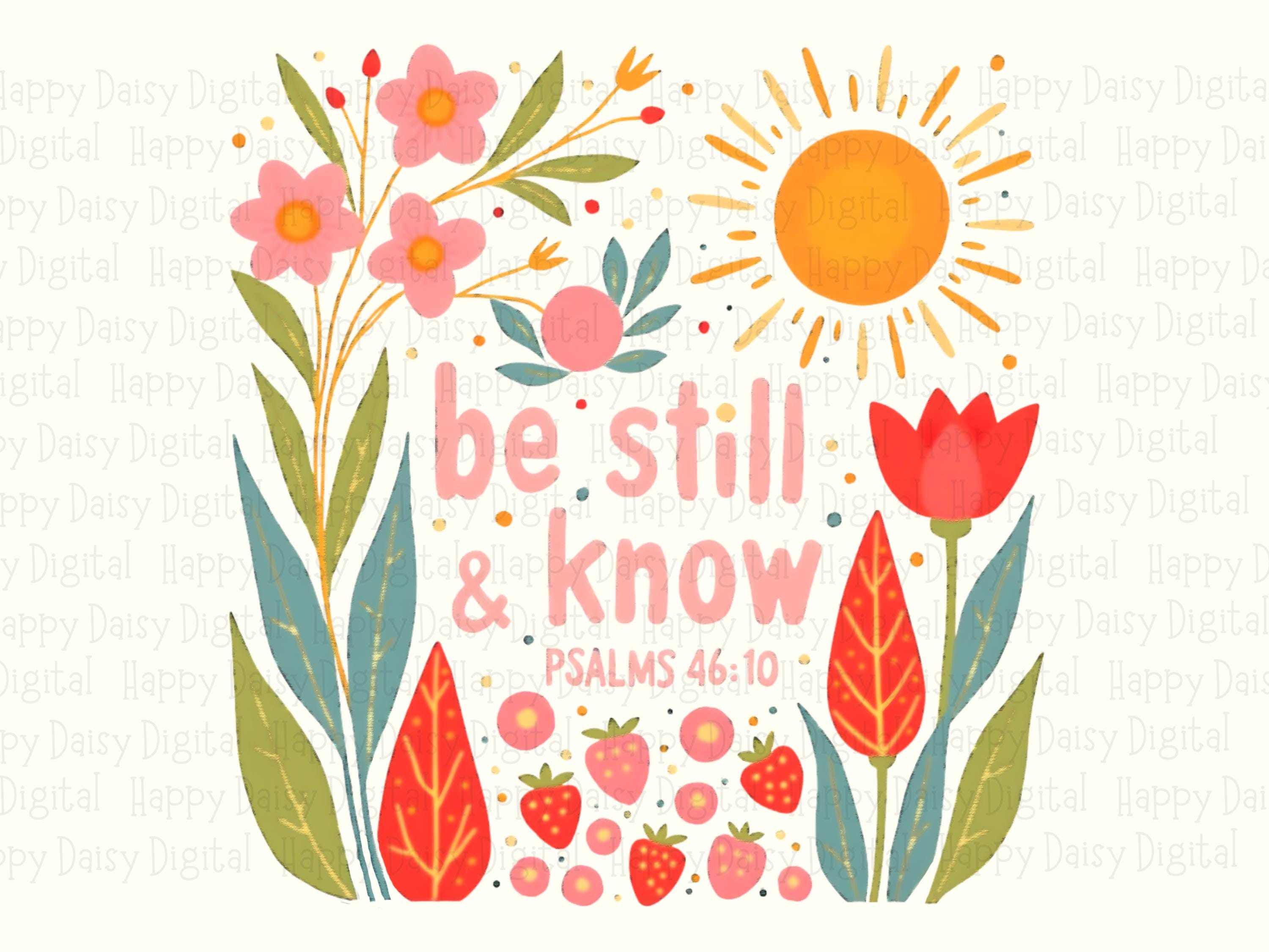 Be Still And Know Floral PNG | Sublimation Commercial Use POD - Image 2