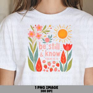 Be Still And Know Floral PNG | Sublimation Commercial Use POD