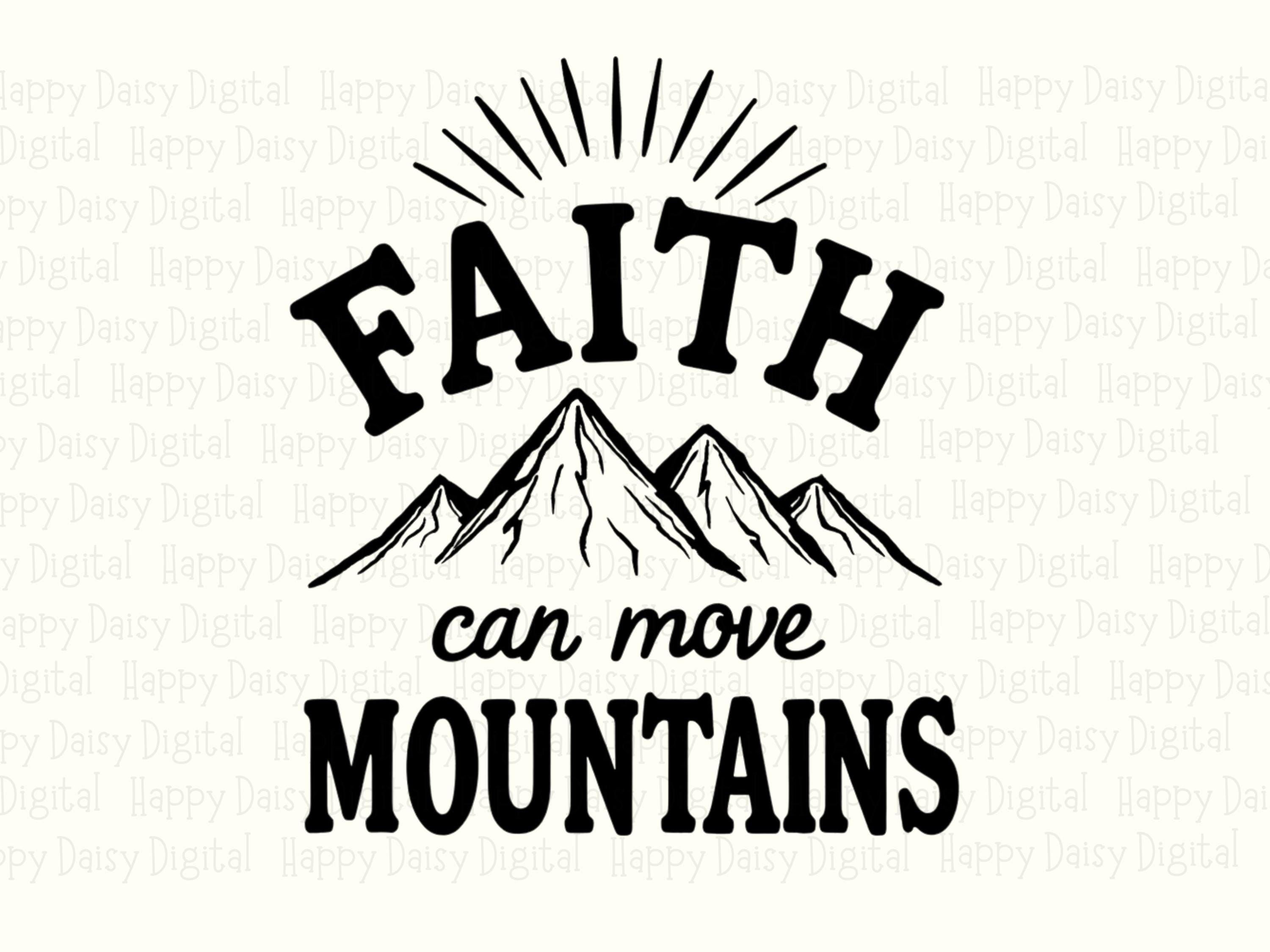 Faith Moves Mountains Line Art PNG | Sublimation Commercial Use POD - Image 2