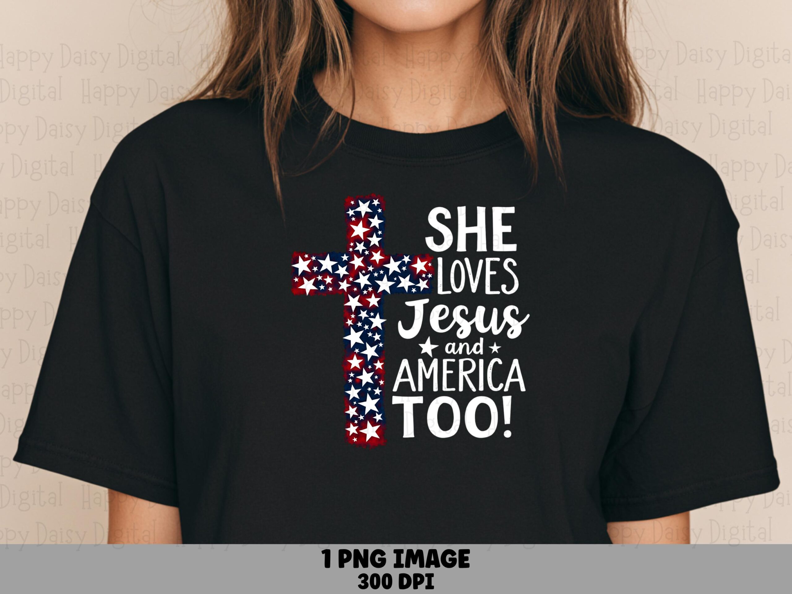 Patriotic Jesus Cross PNG | Sublimation Commercial Use POD