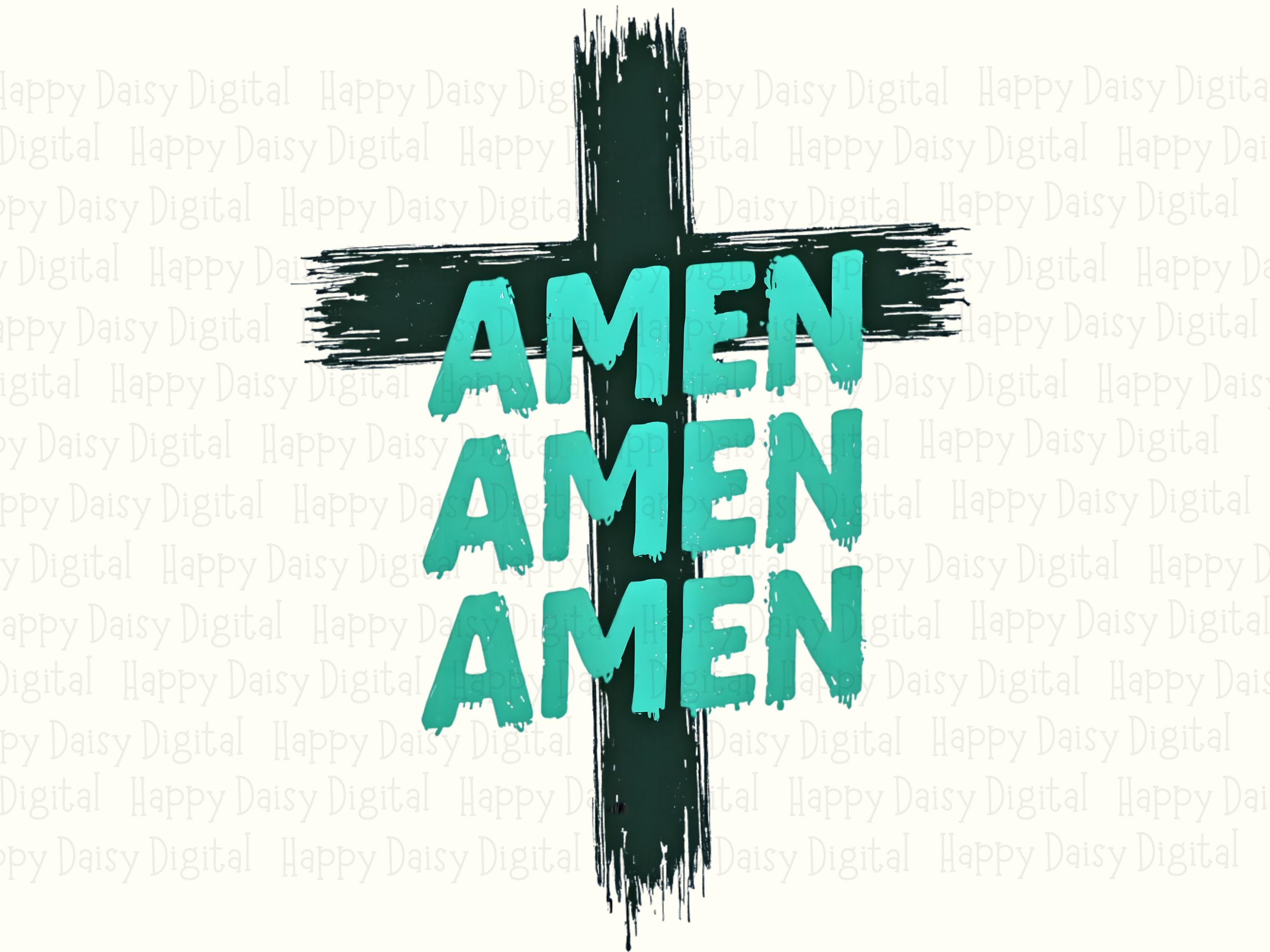 Brush Cross Amen PNG | Sublimation Commercial Use POD - Image 2