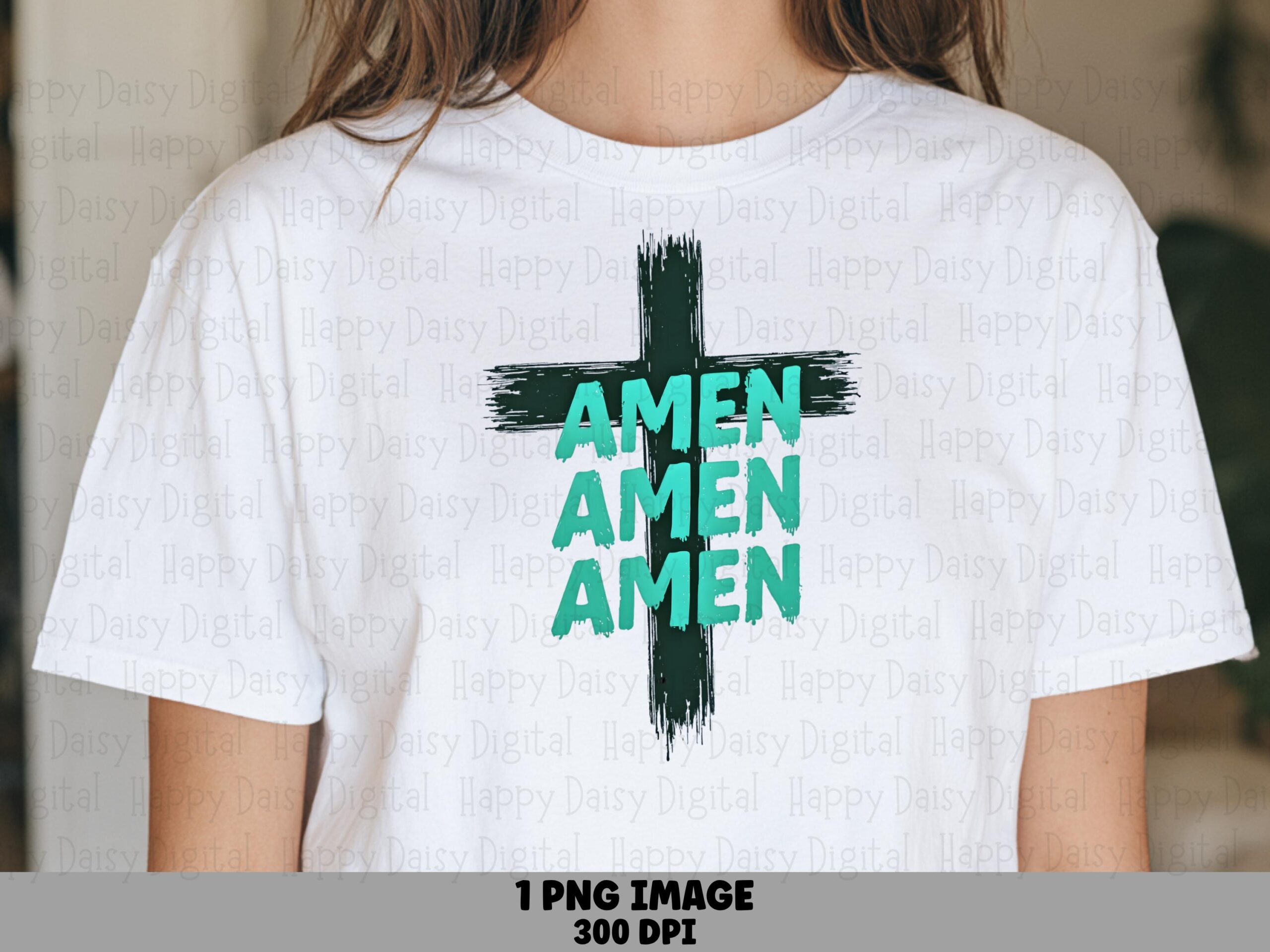 Brush Cross Amen PNG | Sublimation Commercial Use POD