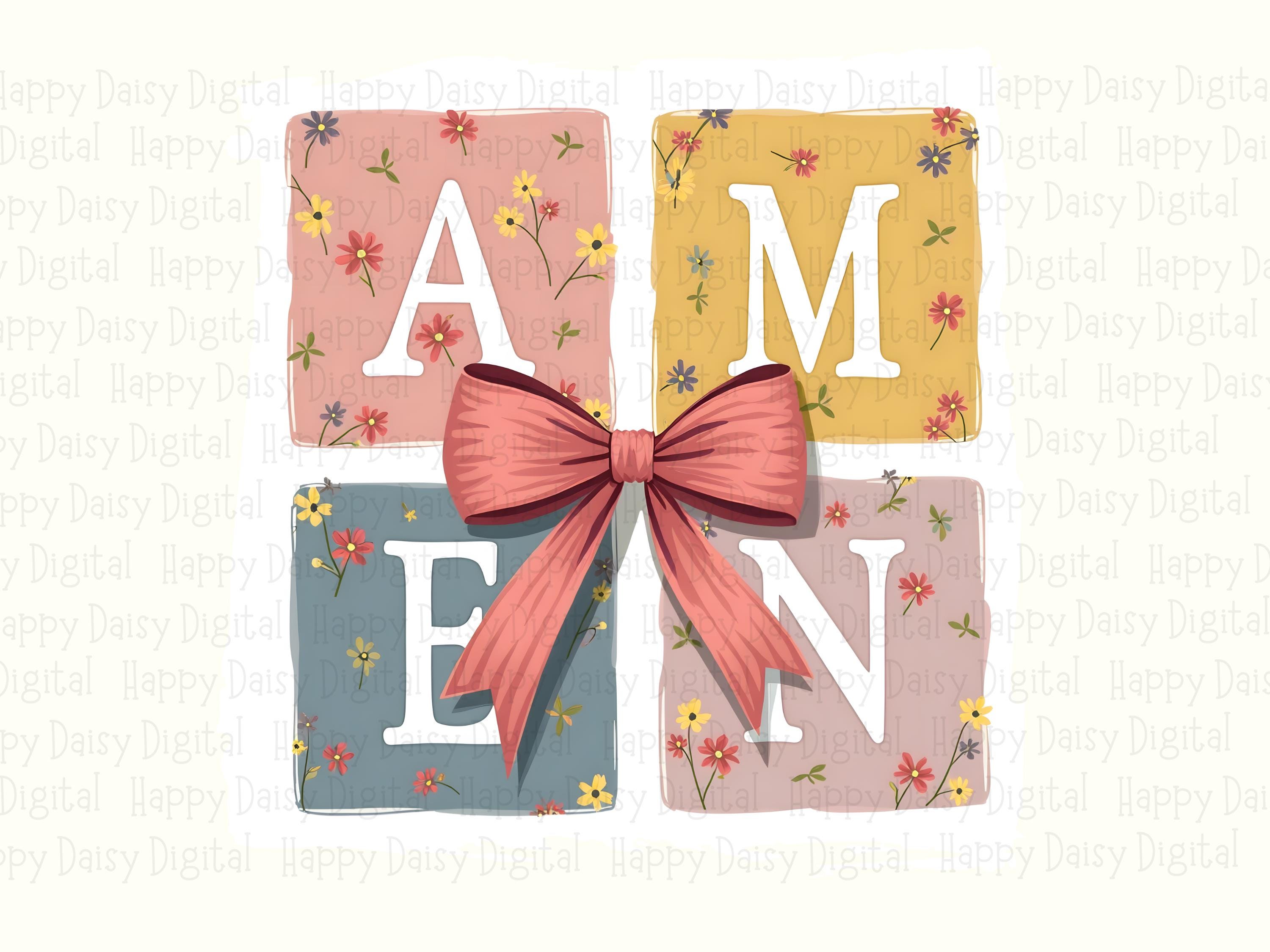 Floral Tile Amen PNG | Sublimation Commercial Use POD - Image 2
