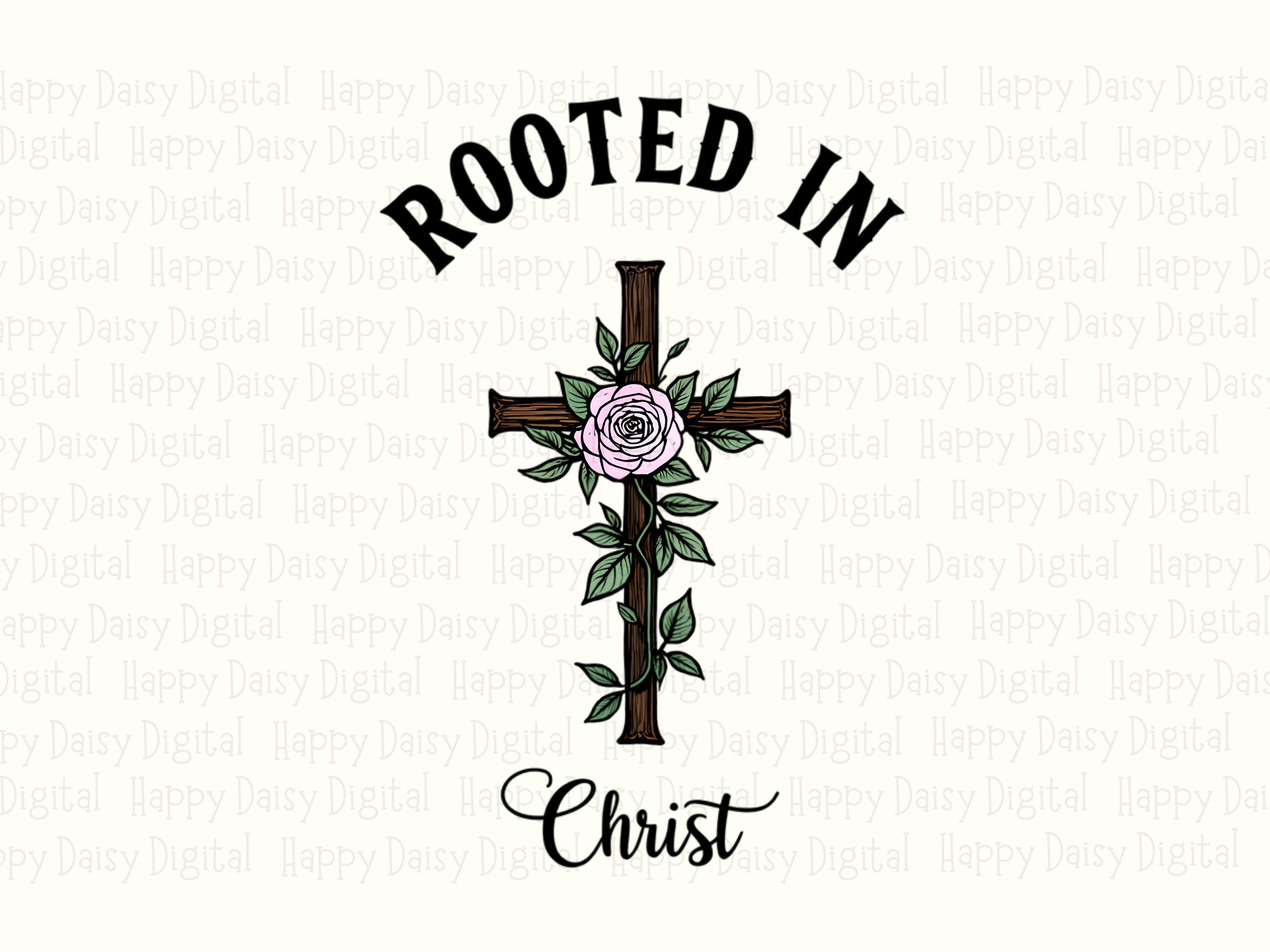 Rooted In Christ Cross PNG | Sublimation Commercial Use POD - Image 2