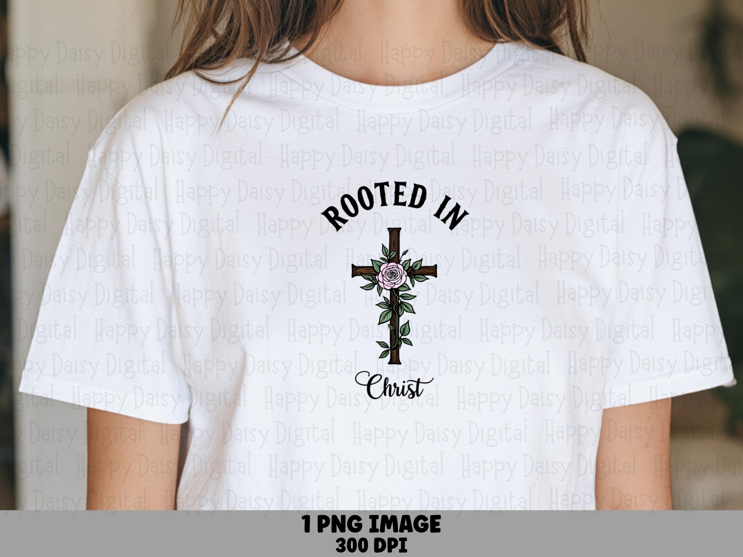 Rooted In Christ Cross PNG | Sublimation Commercial Use POD