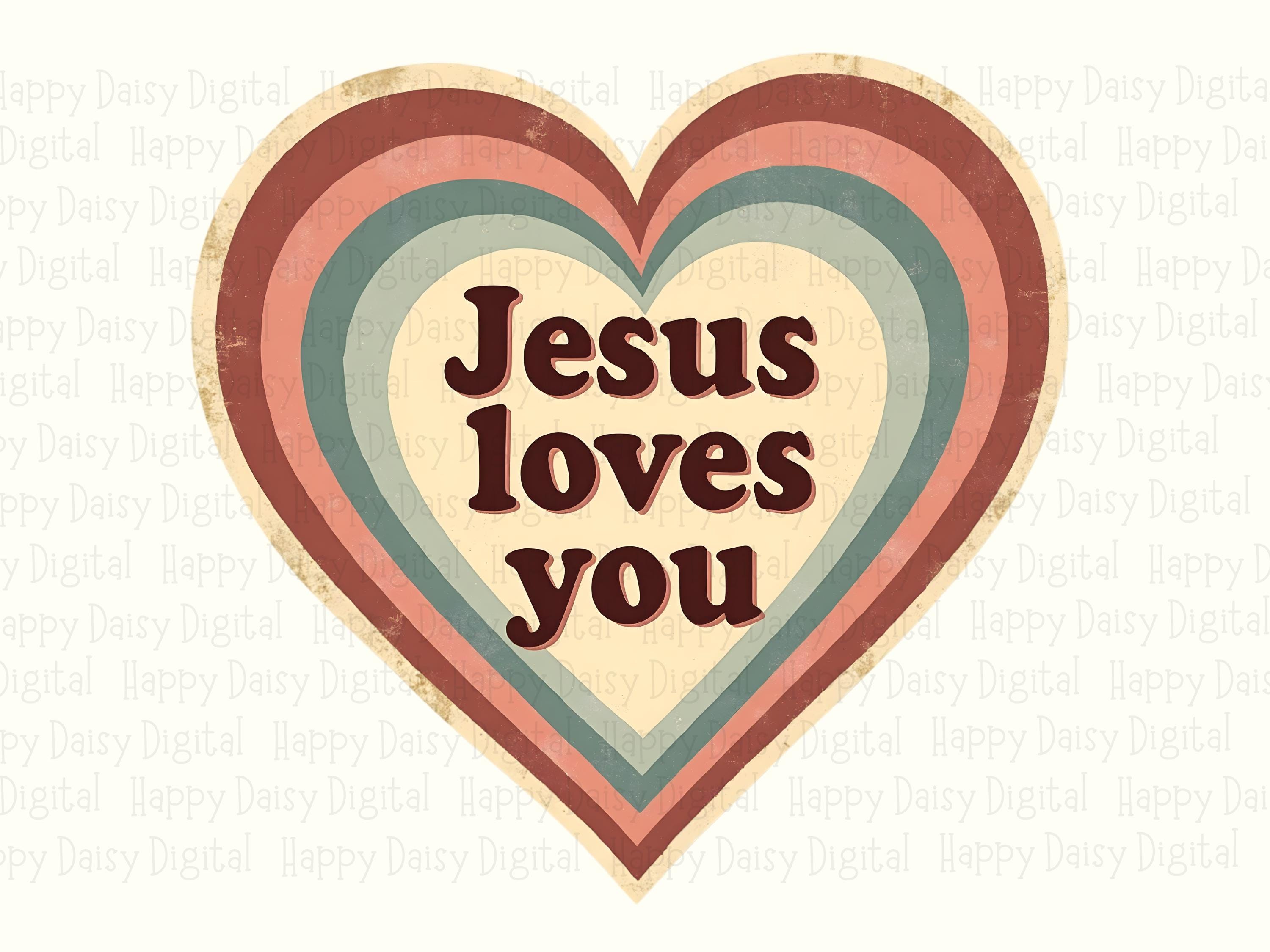 Jesus Loves You Heart PNG | Sublimation Commercial Use POD - Image 2