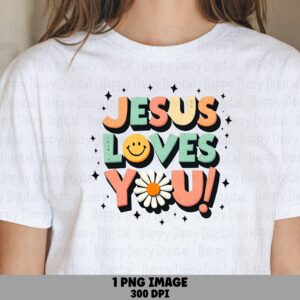 Jesus Loves You Smiley PNG | Sublimation Commercial Use POD