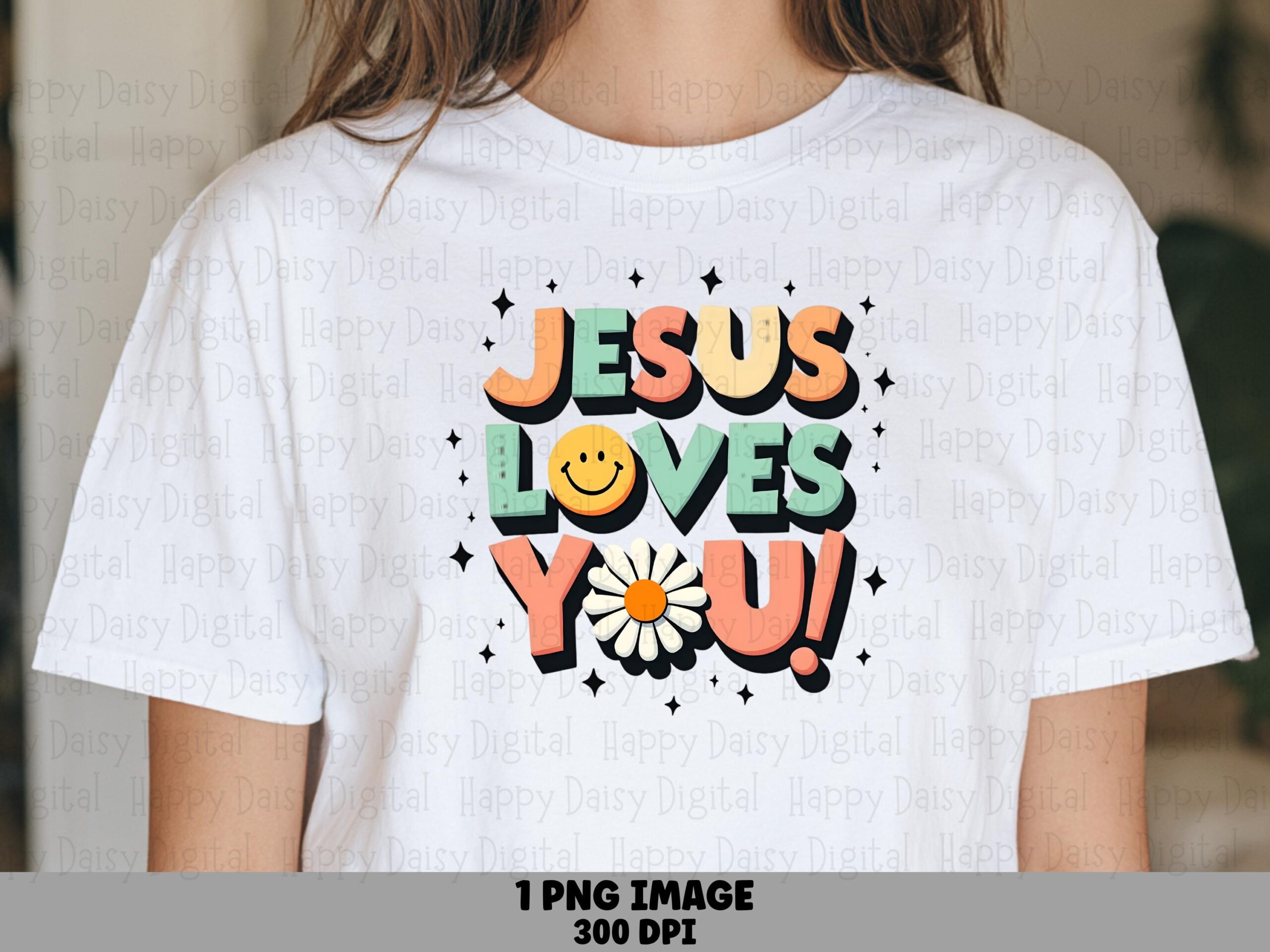 Jesus Loves You Smiley PNG | Sublimation Commercial Use POD